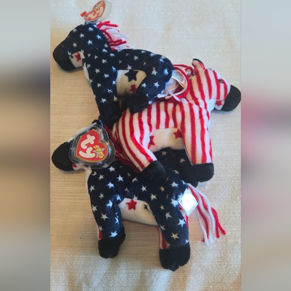 RARE TY Lefty 2000 Beanie Baby With Errors Political Donkey (3) - Picture 2 of 8